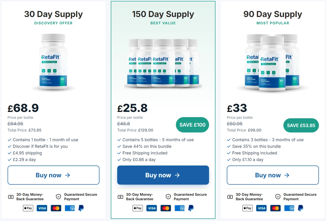 RetaFit UK Pricing