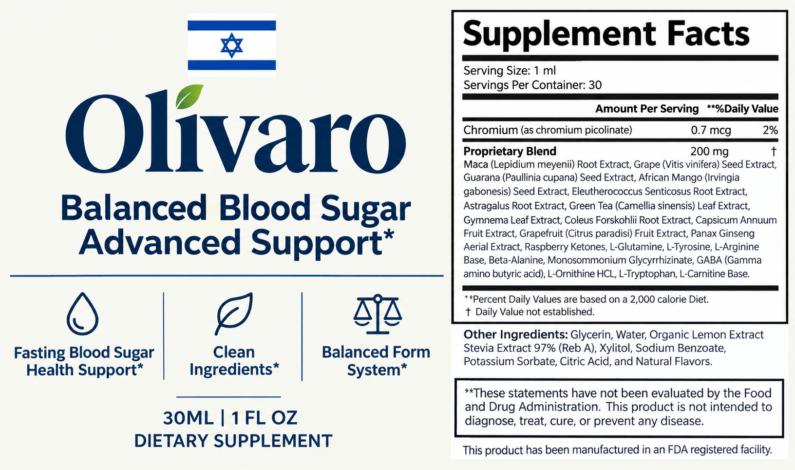 Olivaro Supplement Facts