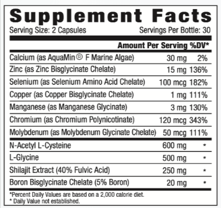PURE Cellular Detox Supplement Facts