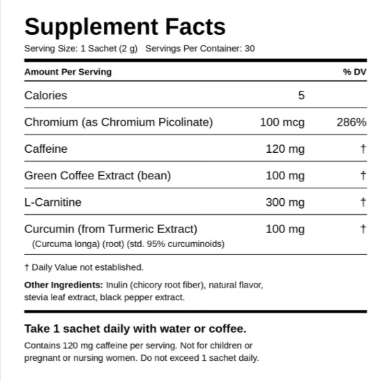 Slimqa Slim Coffee Booster Supplement Facts